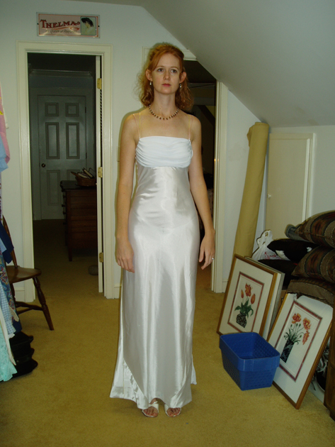 Retrospective Katie s bias cut silk charmeuse wedding dress