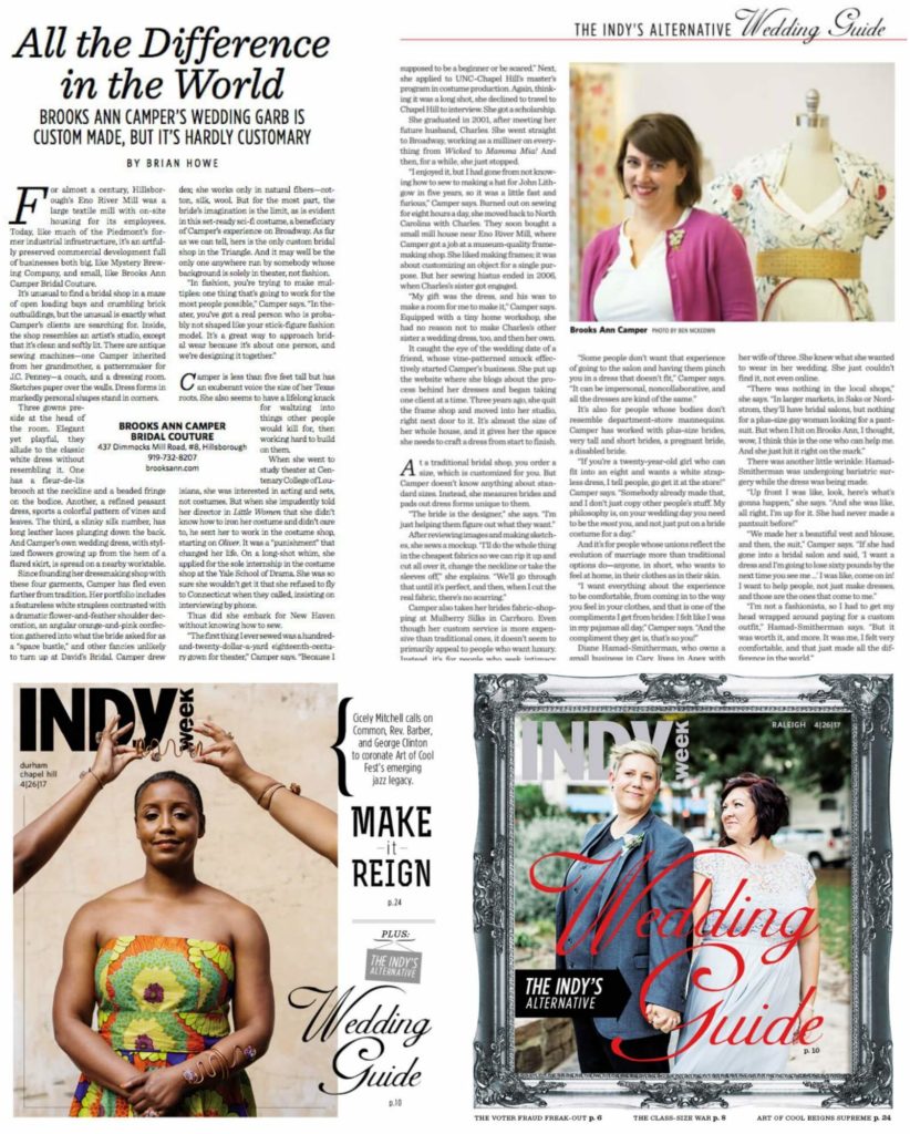 Indy article about Brooks Ann Camper Bridal Couture