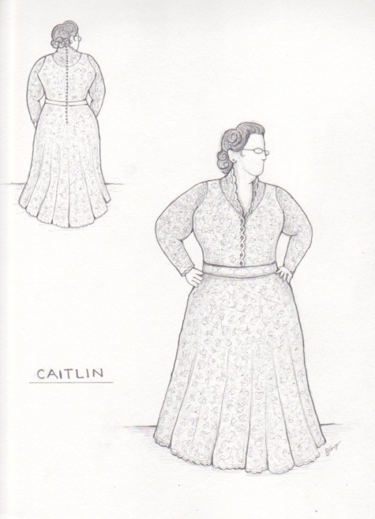 Sketch for Caitlin's Custom Wedding Dress ©2014 Brooks Ann Camper Bridal Couture