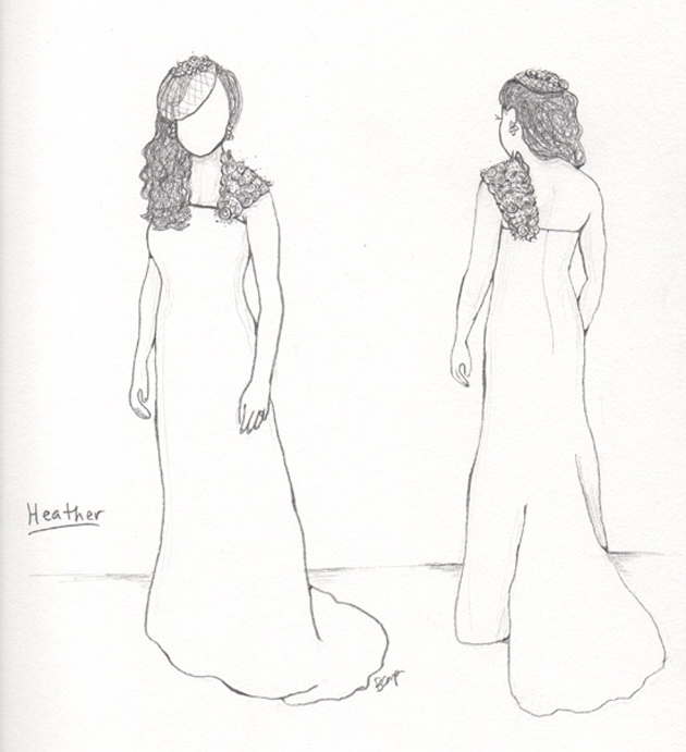 Original sketch for Heather's custom bridal accessories © Brooks Ann Camper Bridal Couture