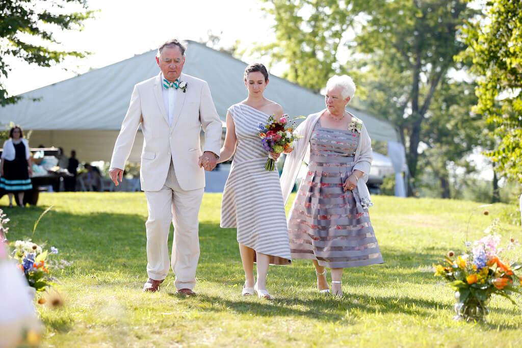 Sally's Wedding Day | custom striped wedding dress by Brooks Ann Camper Bridal Couture