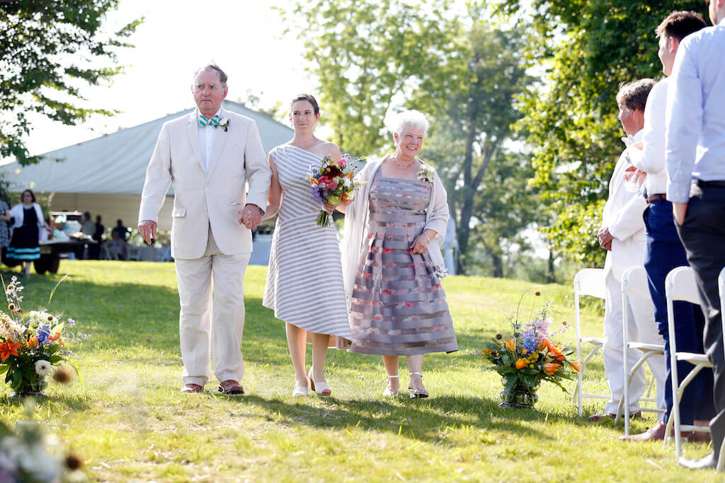 Sally's Wedding Day | custom striped wedding dress by Brooks Ann Camper Bridal Couture