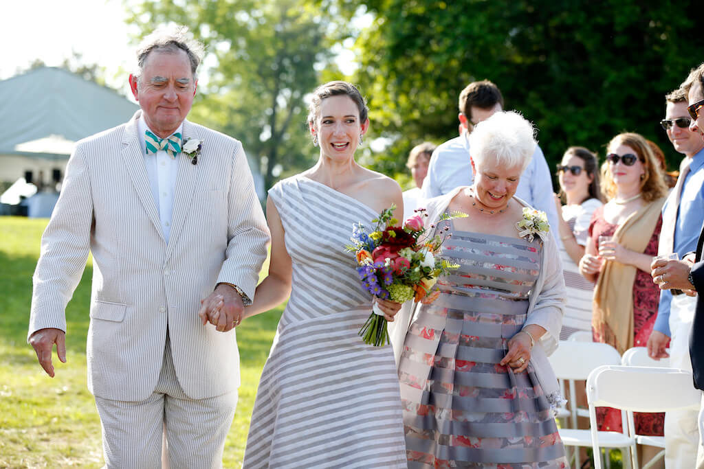 Sally's Wedding Day | custom striped wedding dress by Brooks Ann Camper Bridal Couture