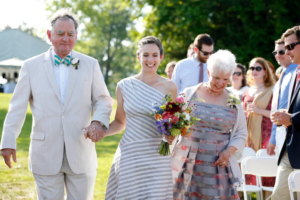 Sally's Wedding Day | custom striped wedding dress by Brooks Ann Camper Bridal Couture