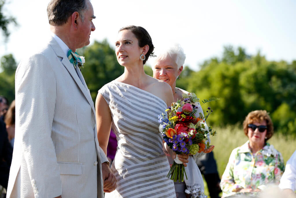 Sally's Wedding Day | custom striped wedding dress by Brooks Ann Camper Bridal Couture