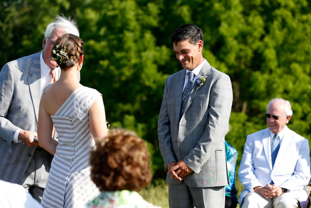 Sally's Wedding Day | custom striped wedding dress by Brooks Ann Camper Bridal Couture