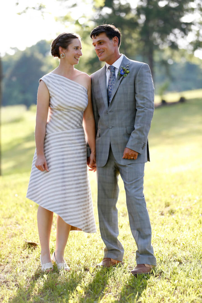 Sally's Wedding Day | custom striped wedding dress by Brooks Ann Camper Bridal Couture