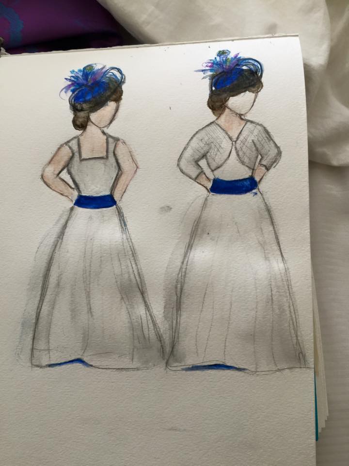 Rebecca sketch for making her own wedding dress with help from Brooks Ann Camper Bridal Couture