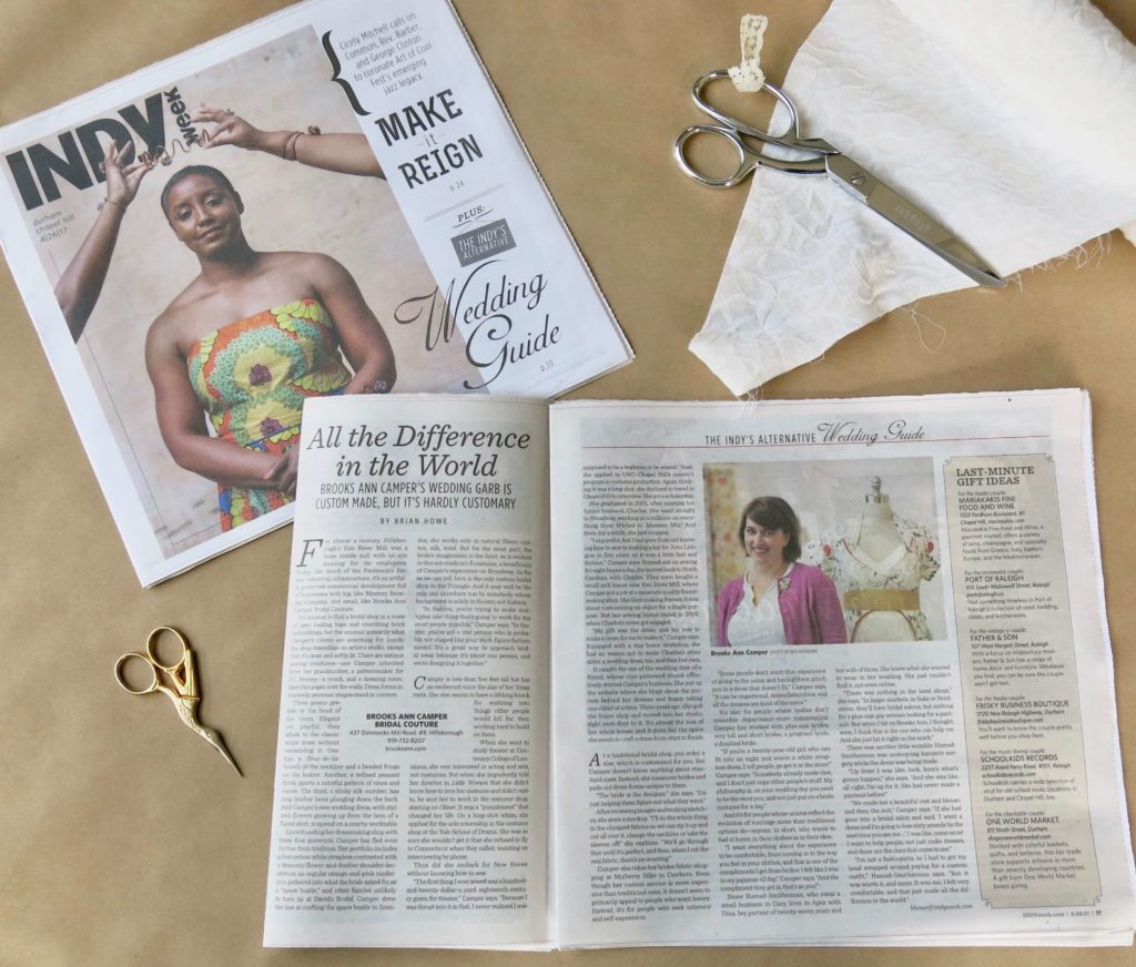 Indy article about Brooks Ann Camper Bridal Couture