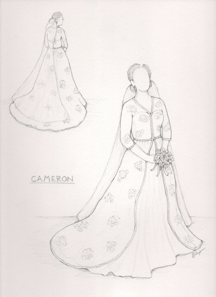 Cameron's Custom Wedding Dress Sketch by Brooks Ann Camper Bridal Couture