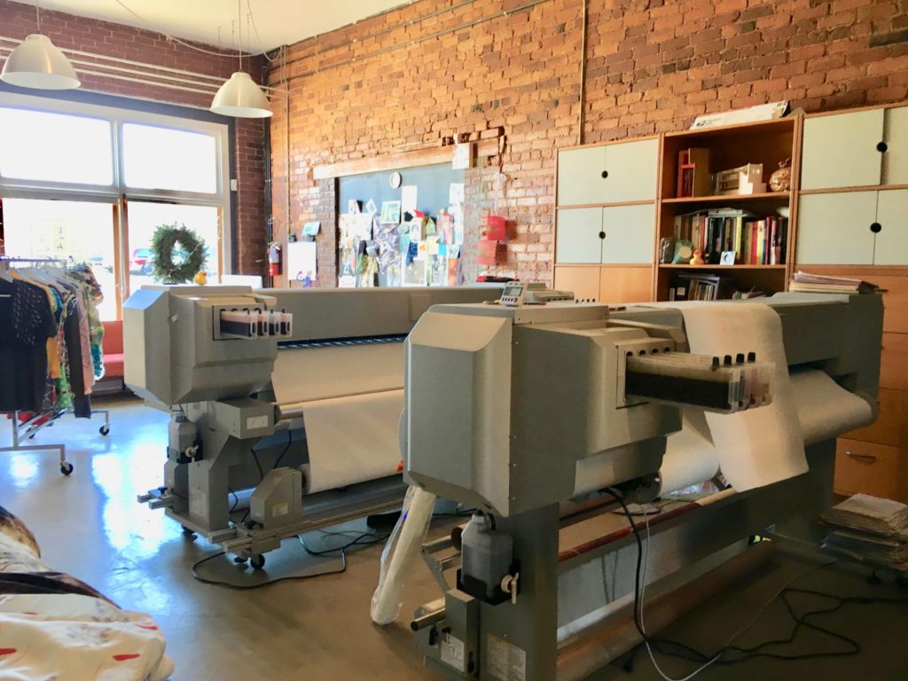 The fabric printers at Red Canary | Brooks Ann Camper Bridal Couture