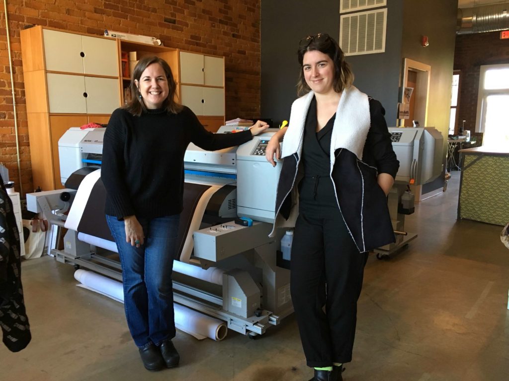 Anne Schroth and Ann Tilley at Red Canary fabric print studio in Greensboro | Brooks Ann Camper Bridal Couture