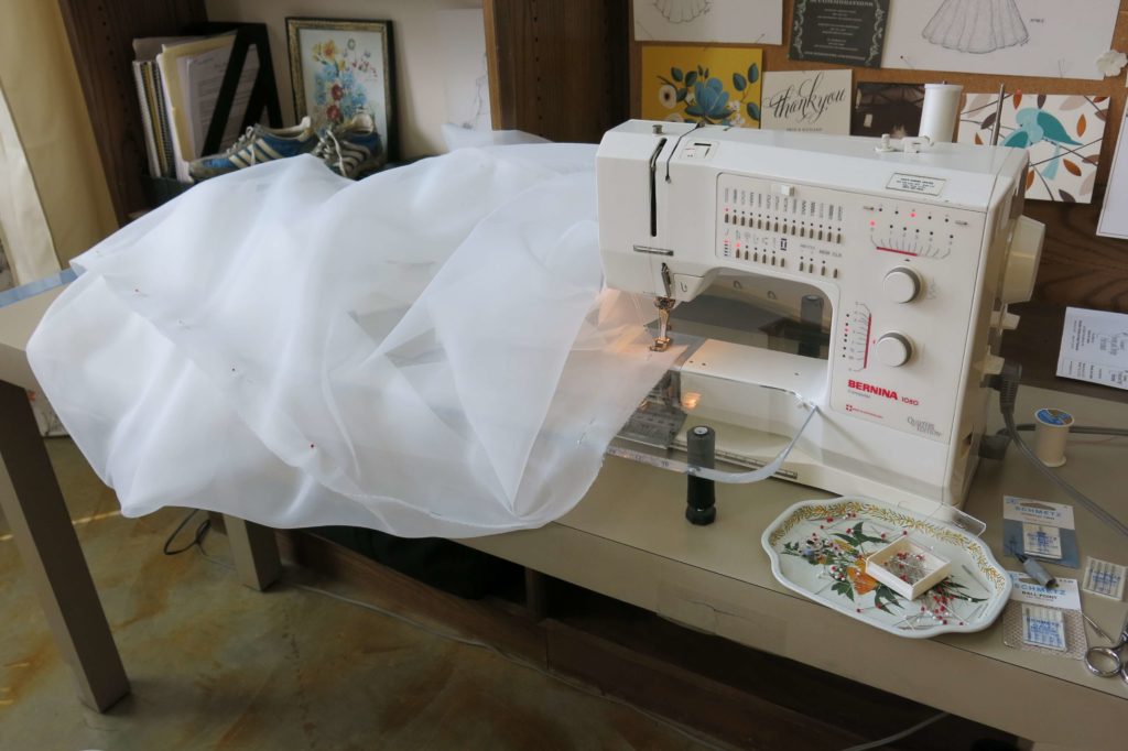 Constructing the skirt for Cameron's mockup by Brooks Ann Camper Bridal Couture