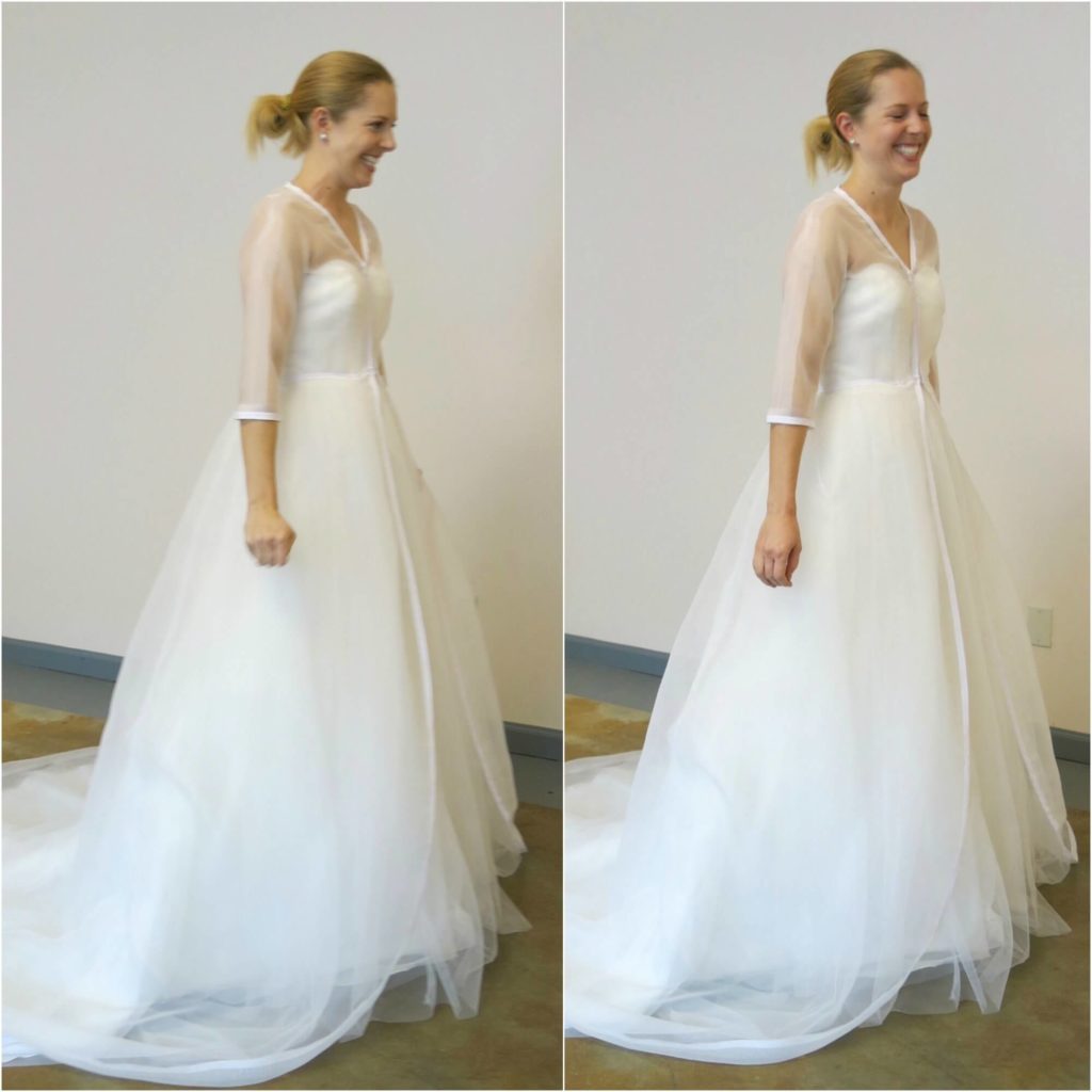 Cameron can't stop smiling in her second mockup by Brooks Ann Camper Bridal Couture