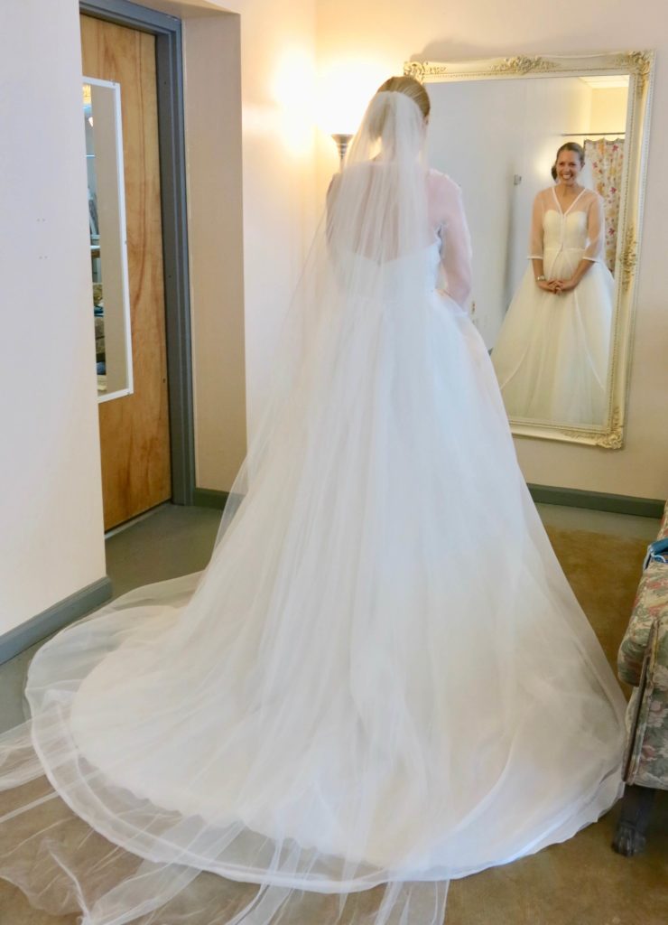 Cameron's second mockup fitting by Brooks Ann Camper Bridal Couture
