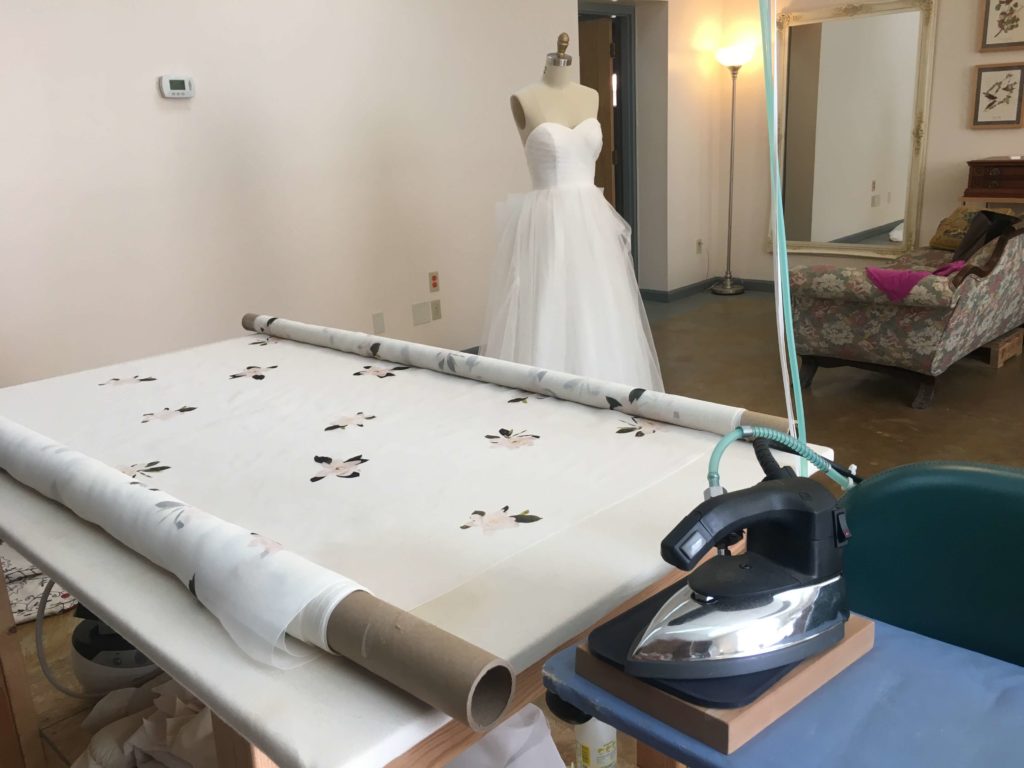 Printed fabric by Red Canary for Cameron's wedding dress | Brooks Ann Camper Bridal Couture