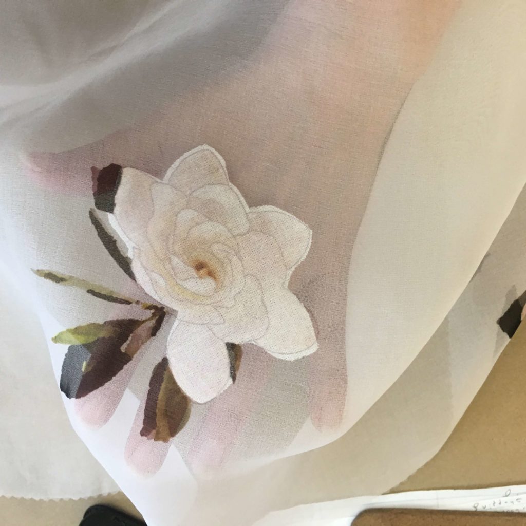 Experimenting with Cameron's fabric | Brooks Ann Camper Bridal Couture