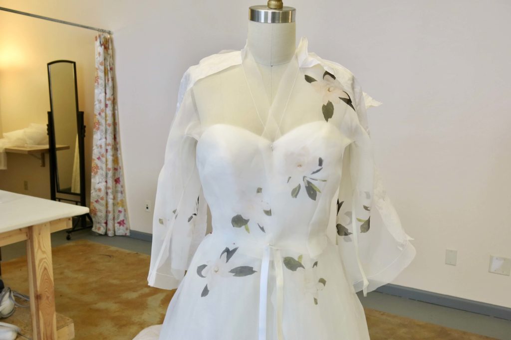 Constructing Cameron's Cut-in-One Silk Sleeves by Brooks Ann Camper Bridal Couture