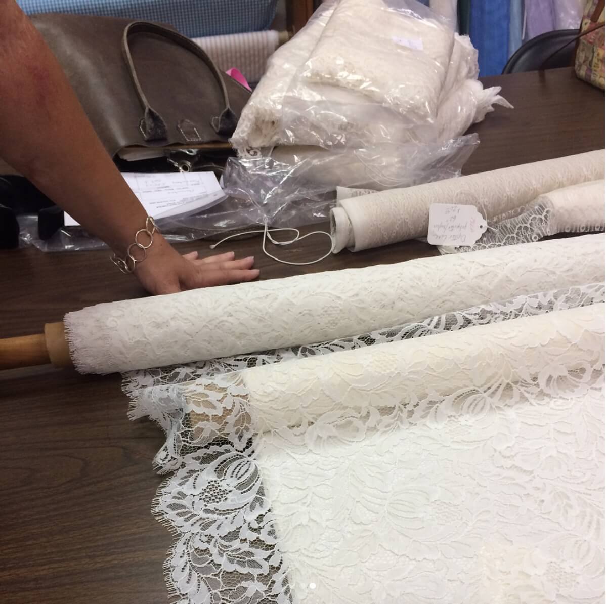 Choosing and Prepping Deborah's Fabrics by Brooks Ann Camper Bridal Couture