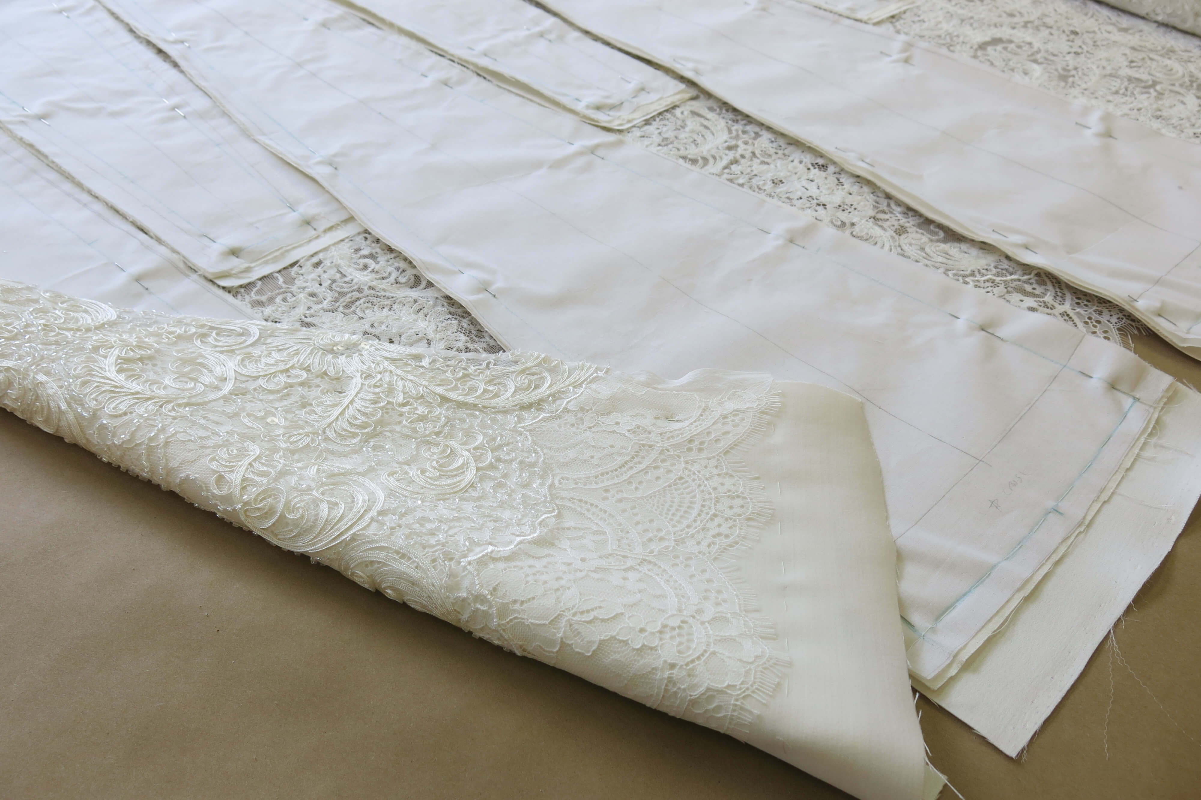 Cutting and Underlining Deborah's Fabrics by Brooks Ann Camper Bridal Couture