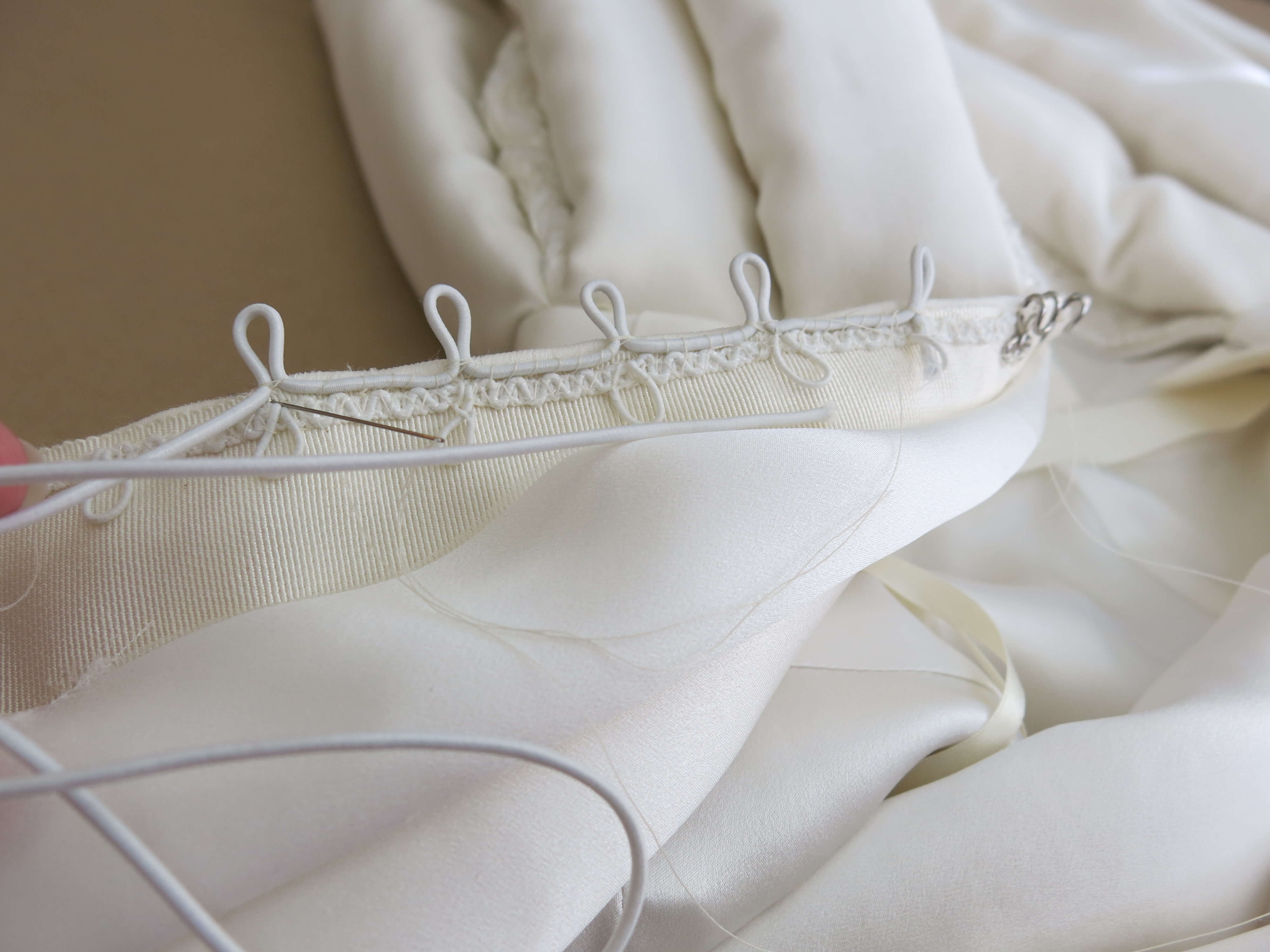 Finishing Deborah's Custom Wedding Dress | Brooks Ann Camper Bridal Couture