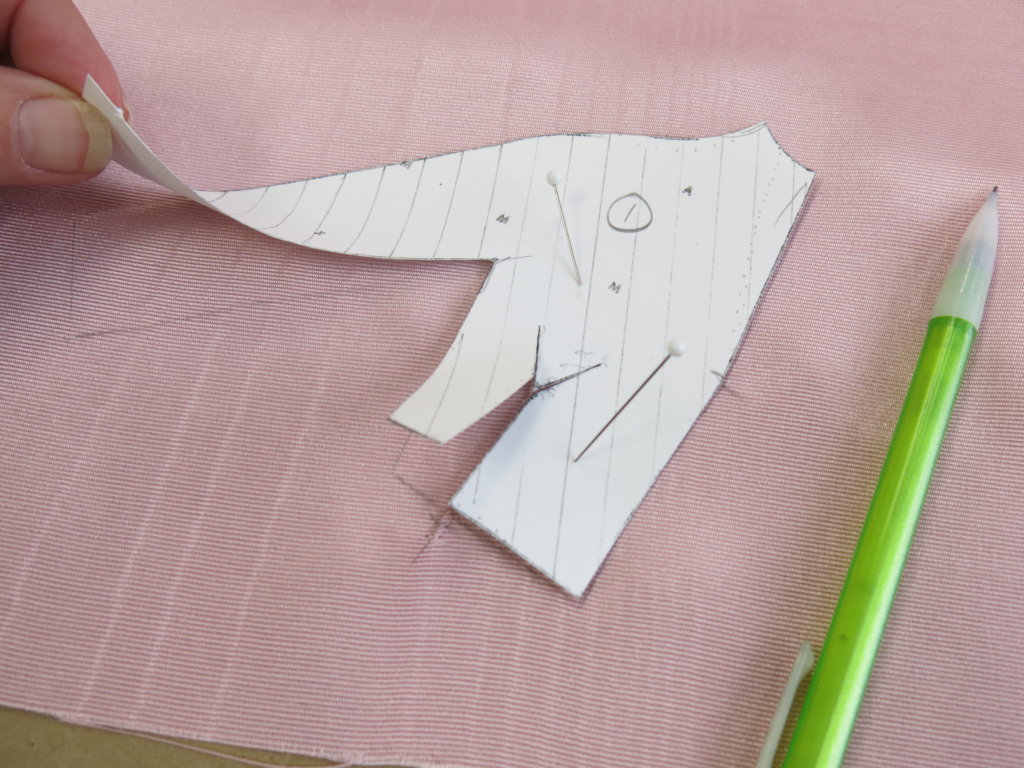 Tracing the template onto the fabric